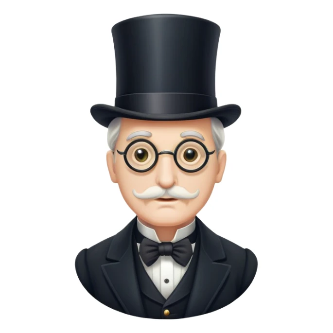 old elegant Victorian man with monocle and top hat sticker
