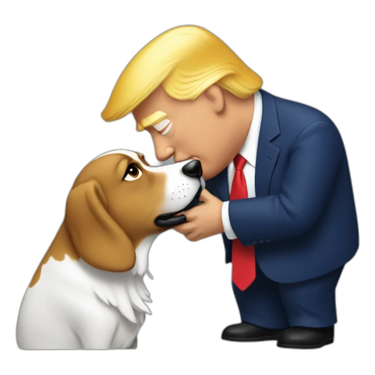 trump kissing a dog sticker