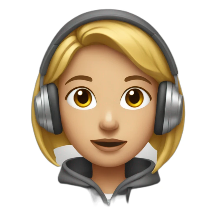 A girl in hoddies and head phone sticker