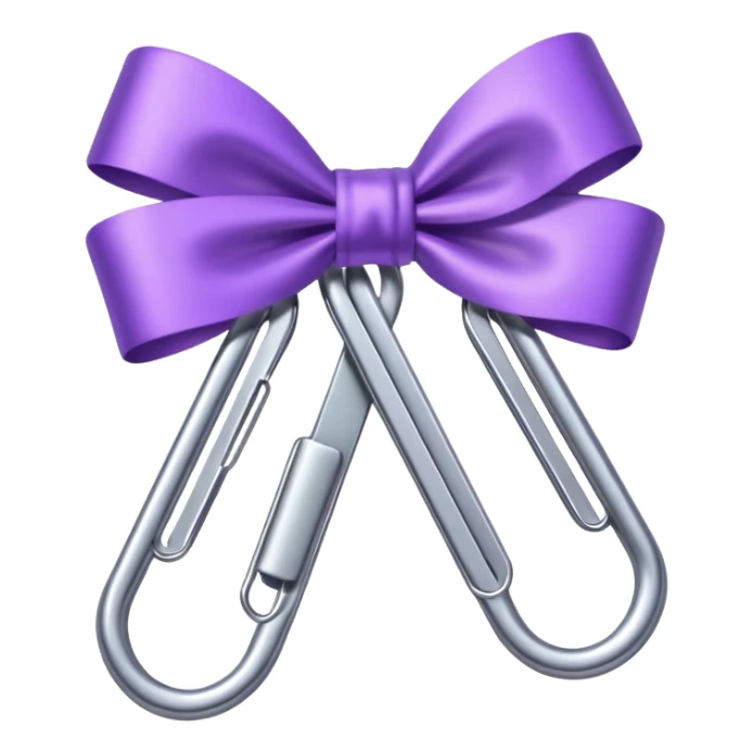one silver paper clip with a purple bow in the middle sticker