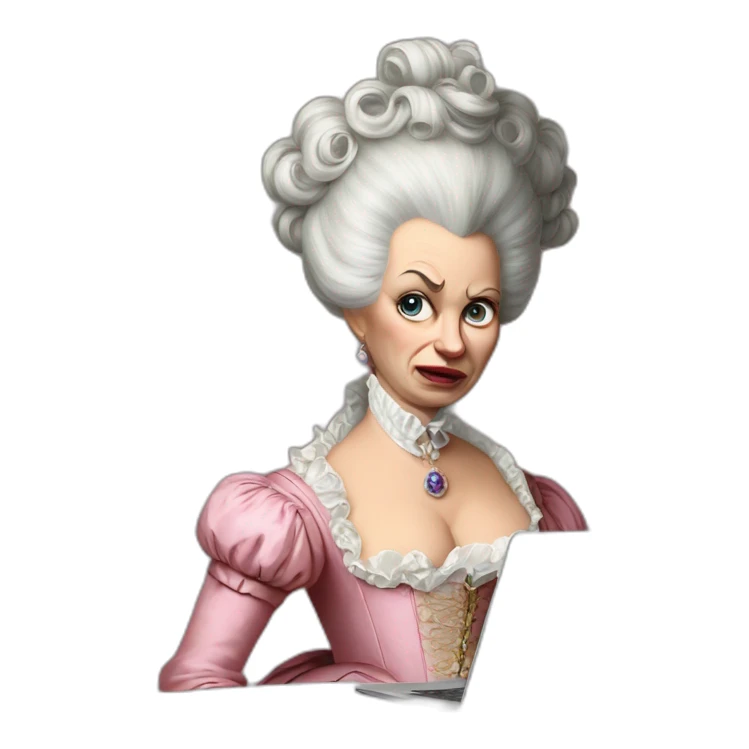 marie antoinette with a macbook looking angry sticker