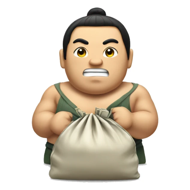 Sumo wrestler holding a bag of money sticker