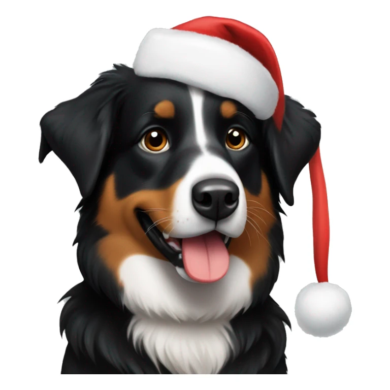 Black Australian Shepard wearing Santa hat sticker