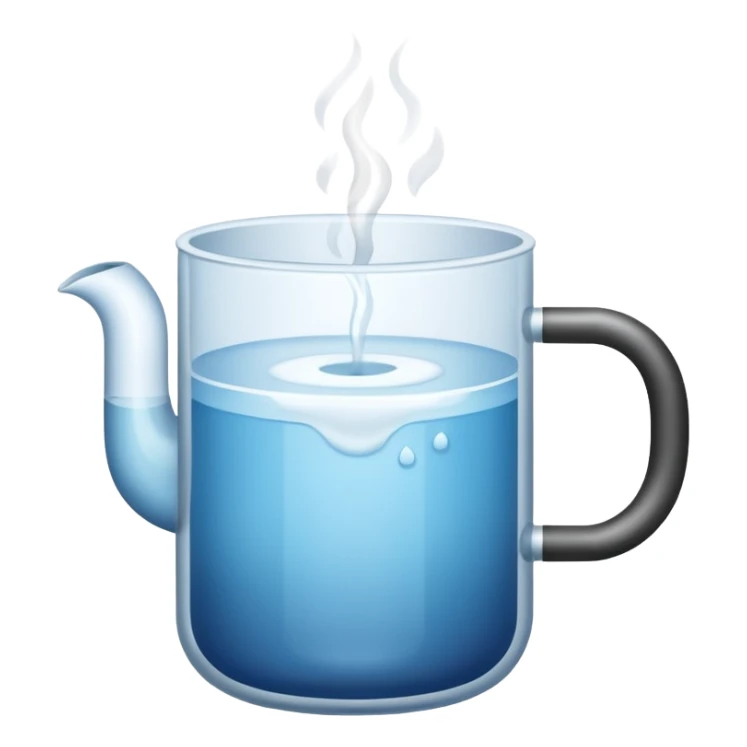 a steaming cup of hot water, clear liquid, simple design sticker