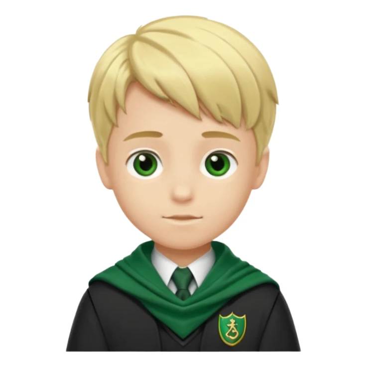 blonde hair boy in Slytherin uniform with green scarf sticker