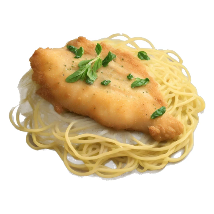 Realistic creamy breaded Chicken piccata with angel hair pasta sticker
