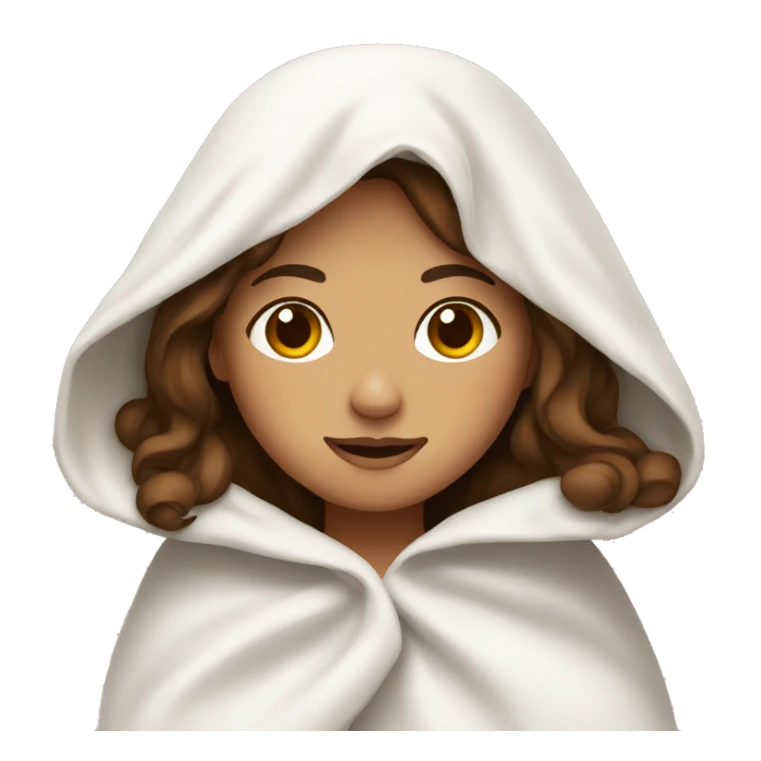 girl under white blanket brown hair sticker