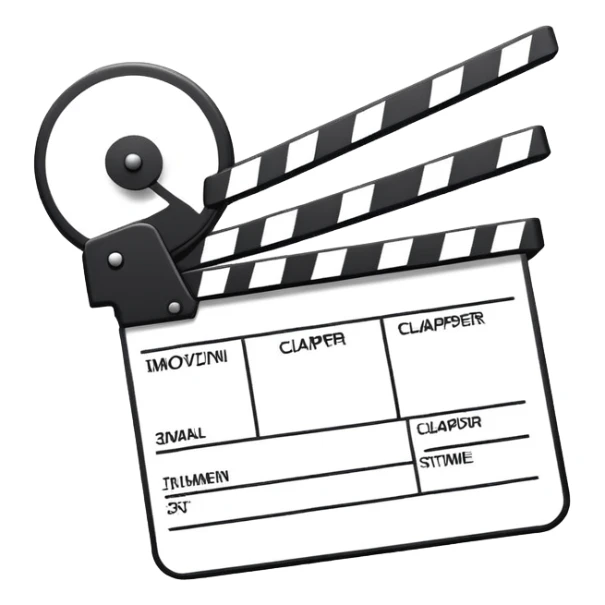 single line art movie clapper, ultra thin outlines, no fill, most minimal possible sticker