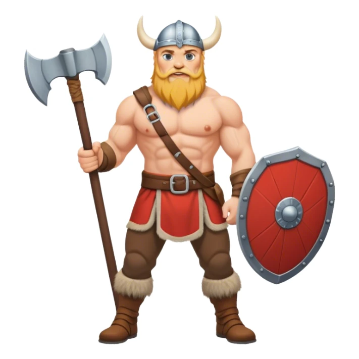 full-length Norwegian Viking with shield and axe clothed with trousers sticker
