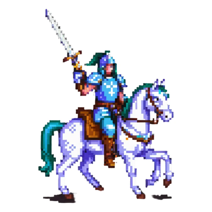 retro fantasy warrior riding a horse with sword raised sticker