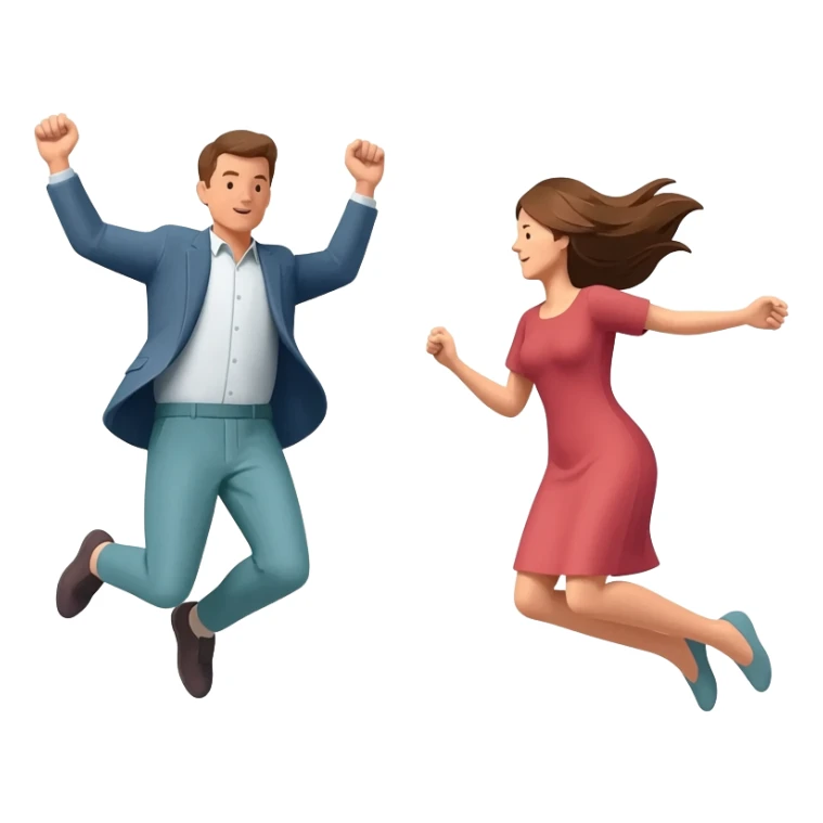 Man and woman jumping off building sticker