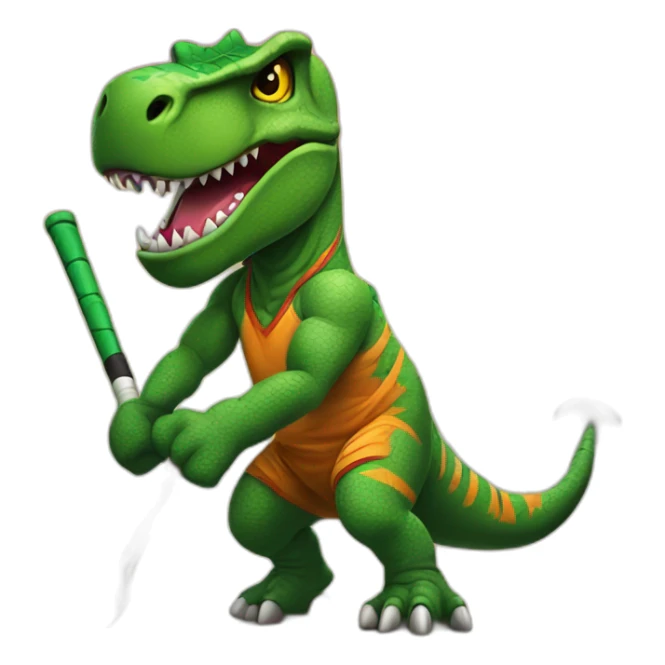 Tiki T-rex street hockey fun sticker