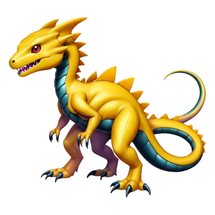 Shiny Iridescent Agumon-Genesect-Salandit-Fakémon-hybrid-creature (full body)  sticker