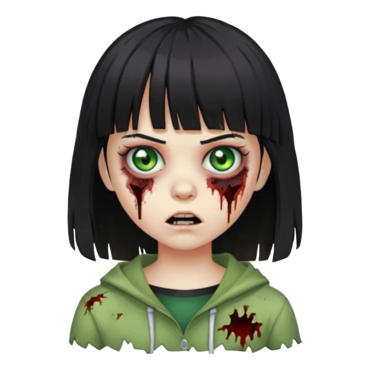 girl zombie with half black hair with bangs  sticker