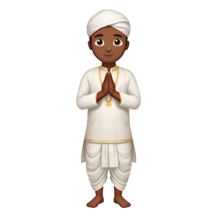 Full body Bengali man wearing traditional red kurti and white dhoti with hands joined in prayer position sticker