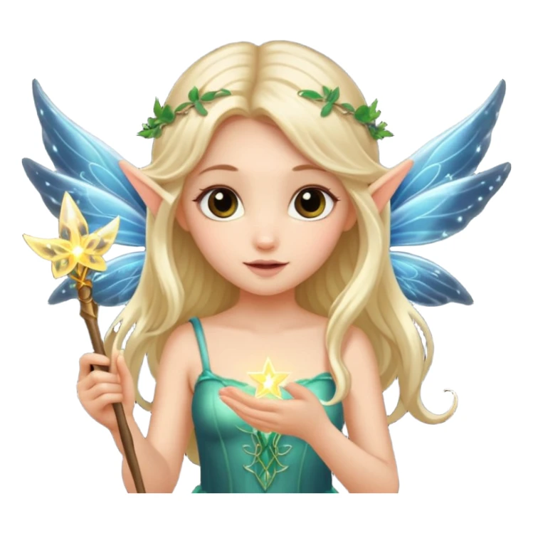 Cute fairy with wings holding glowing wand sticker