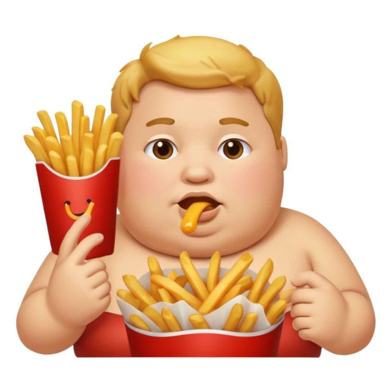 Fat person with French fries sticker