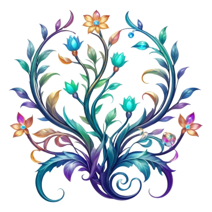 Epic divine legendary celestial vines flowery complex detailed iridescent gradients marbles aesthetic-scenery-Decorations sticker