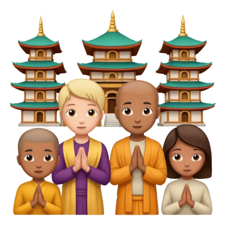 people praying in a Buddhist temple sticker