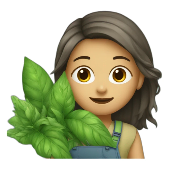 jeune fille entourée de plantes sticker