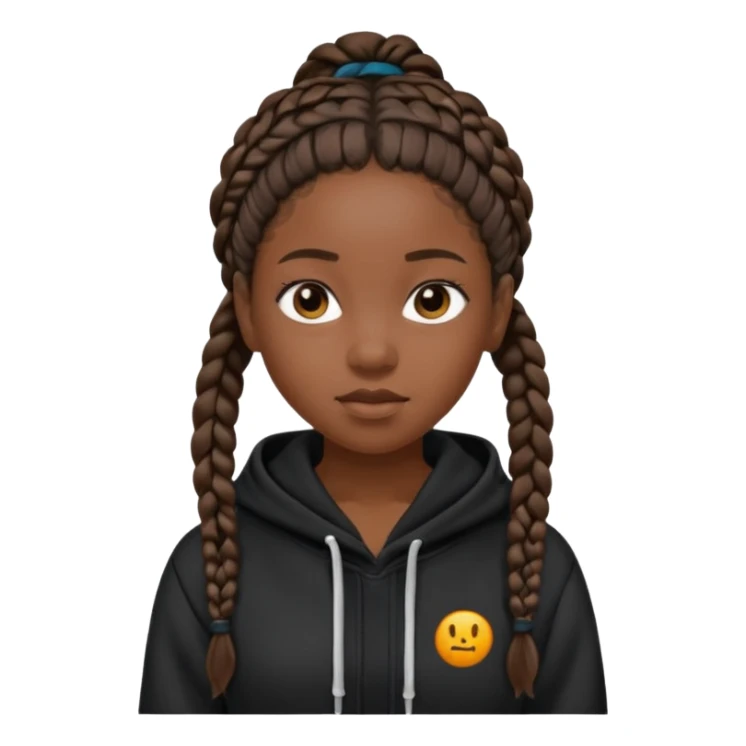 black girl with braids in a black hoodie sticker