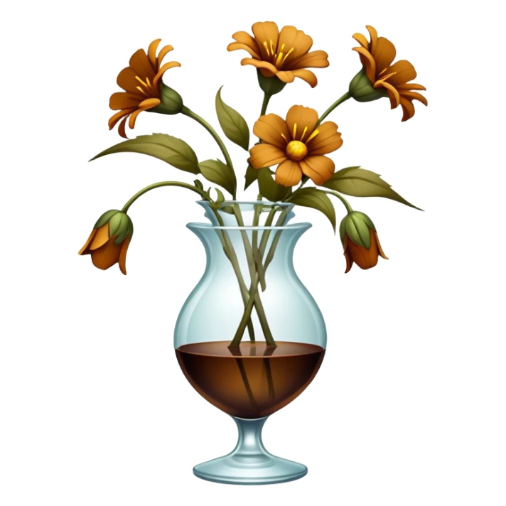 severely drooping dead flowers hanging over the edge of a vase sticker