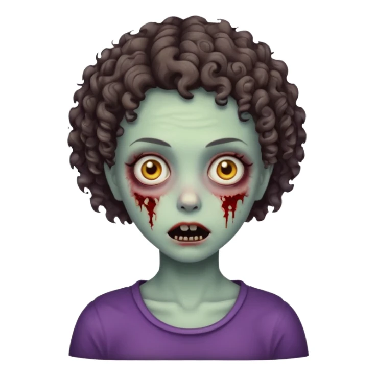 A zombie girl with very short curly hair sticker