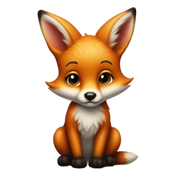 Detailled and photorealistic Baby fox with a big heart sticker