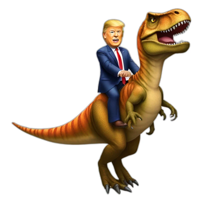 Donald Trump riding a T-Rex sticker
