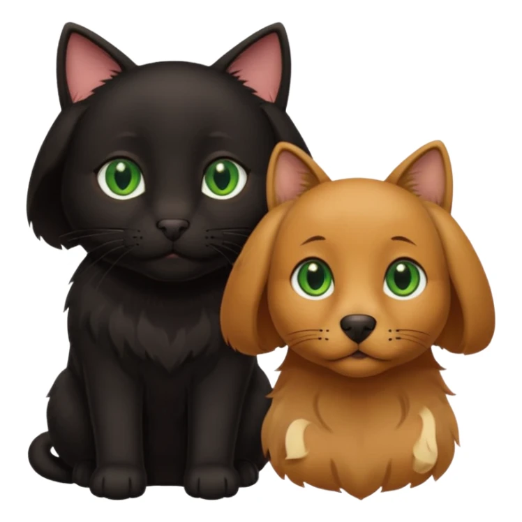 one black cat with brown eyes  and one big brown retriever with green eyes  sticker