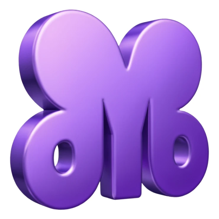 3D text that spells "me" in a shiny purple font  sticker