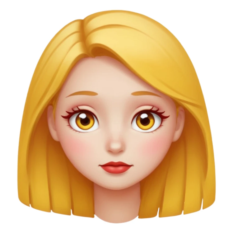 Shy pretty red cheeks blushing kong lashes sparkle yellow round  sticker