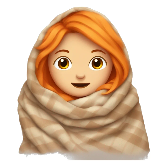 Girl with orange hair cuddled up in a blanket sticker