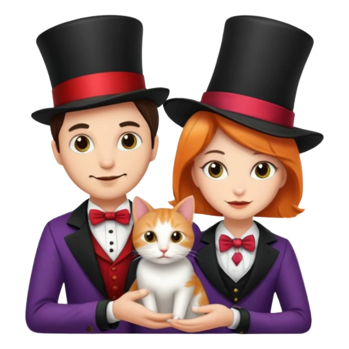 magician couple and their pet cat sticker