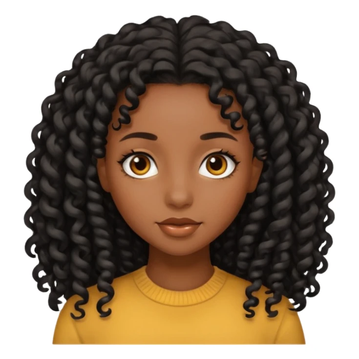 black girl with long black curly hair  sticker