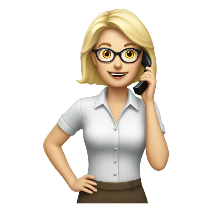 Blonde lady realtor talking on cell phone wearing glasses  sticker