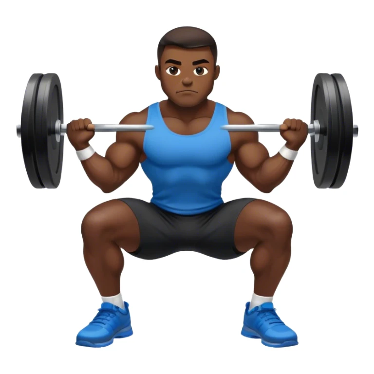 jacked man black clothes blue shoes barbell squats sticker