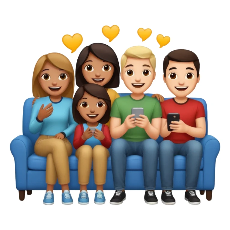 group of friends on couch having fun sticker