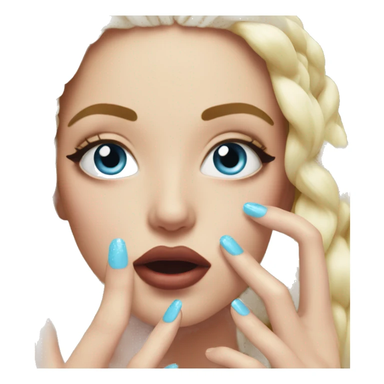 acrylic nails and eyes and mouth  sticker