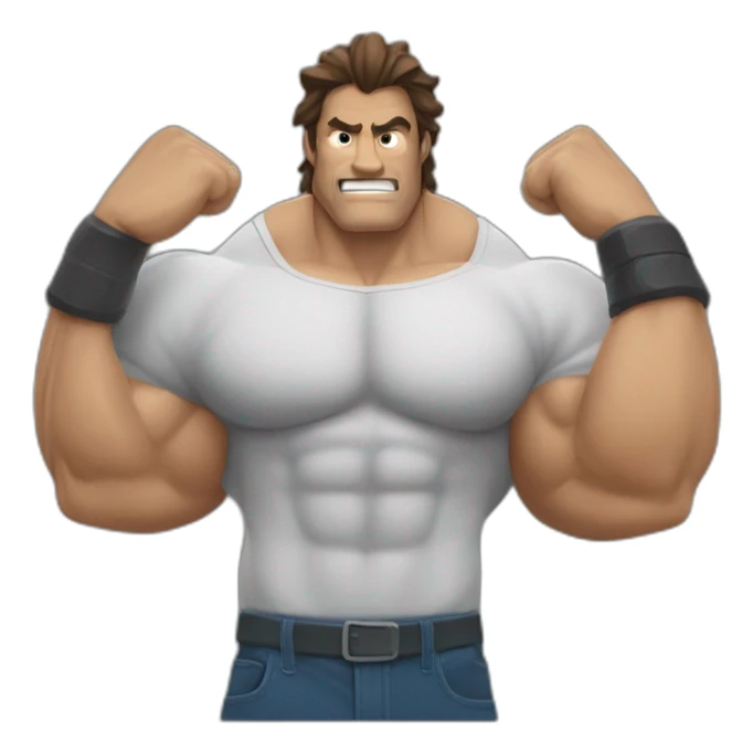 musclé-au-cheveux-bruns-double-biceps-tête-requin-démon sticker