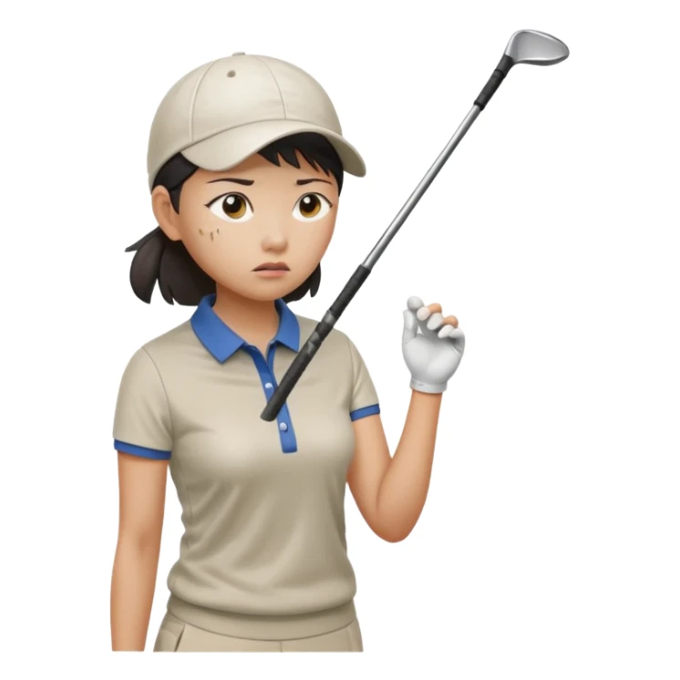 asian women golfer painful profile sticker