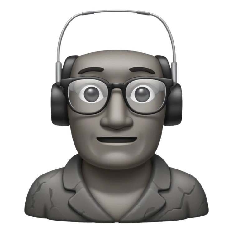 Un moai tranquilo con unos lentes y una sonrisa simple sin mostrar los dientes sticker