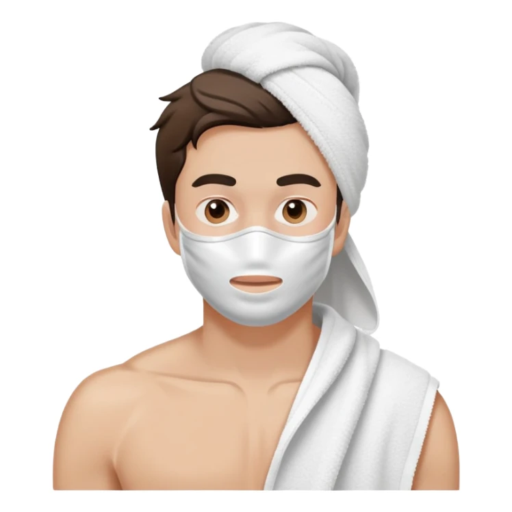 Has a un hombre con una toalla aplicándose una mascarilla blanca  sticker