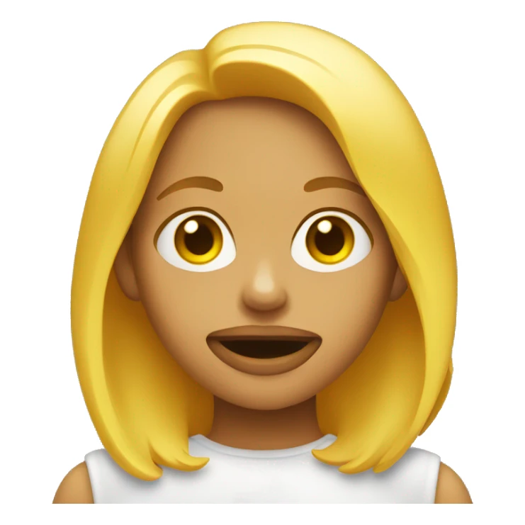 Girl emoji with a yellow bone in her mouth sticker
