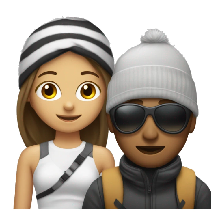 girl wearing ski mask while boyfriend in the back sticker