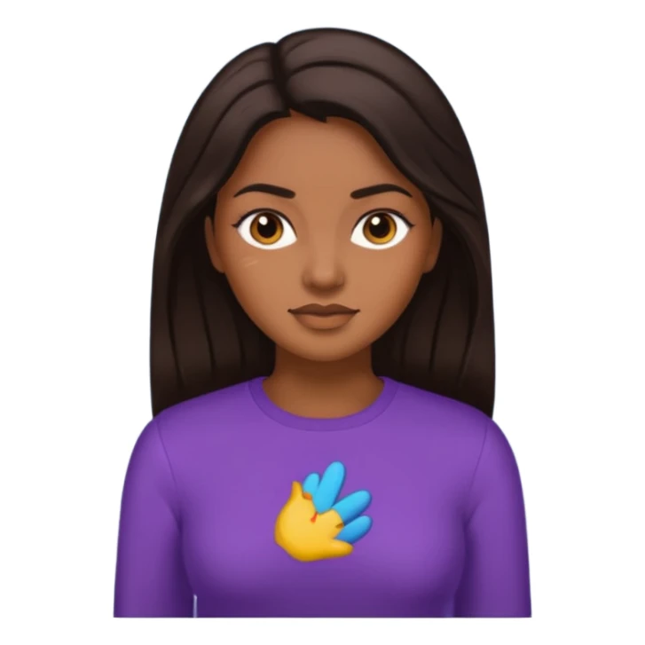 create an emoji, brown long sleeves, for women, now human sticker