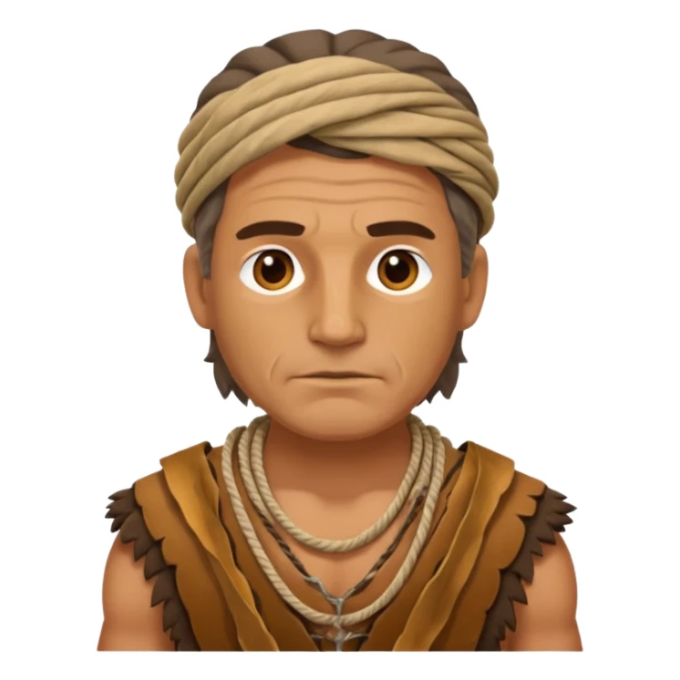 Ancient  man with animal skin clothes with ropes sticker