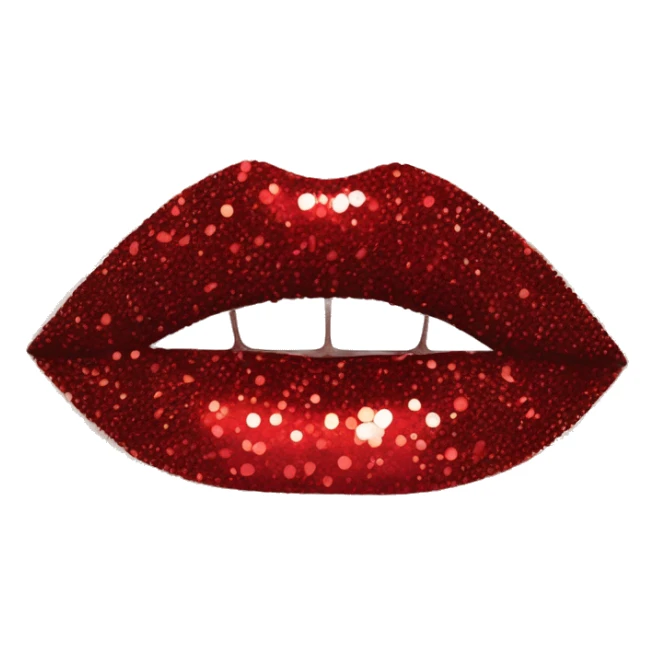 Red ombre lip gloss with a lot of glitter sticker