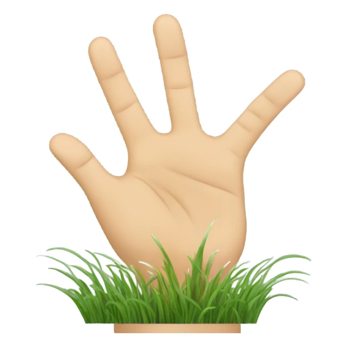 hand coming from the top and touch grass sticker