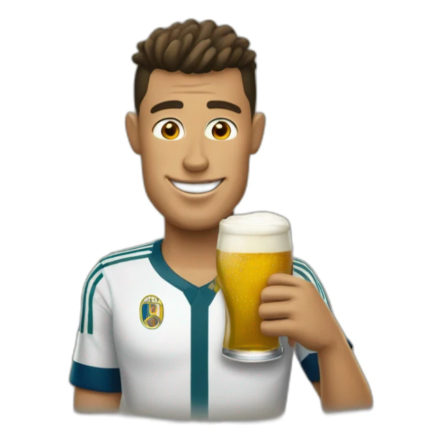 Ronaldo bois une bière avec homer sticker
